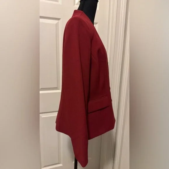 Tahari Red Blazer Structured Notched Lapel - Picture 6 of 9